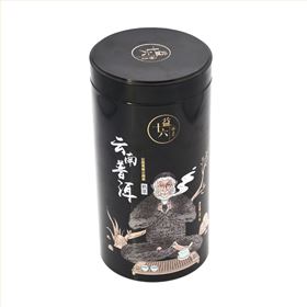 圆柱形黑茶铁罐